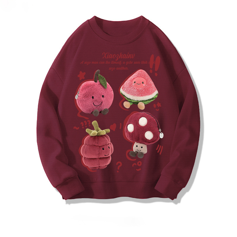 Lalisas Áo Sweater Mỏng Tay Dài Cổ Tròn Oversize Màu Đỏ Rượu Vang Phong Cách retro Mỹ Mùa Thu Cho Nữ