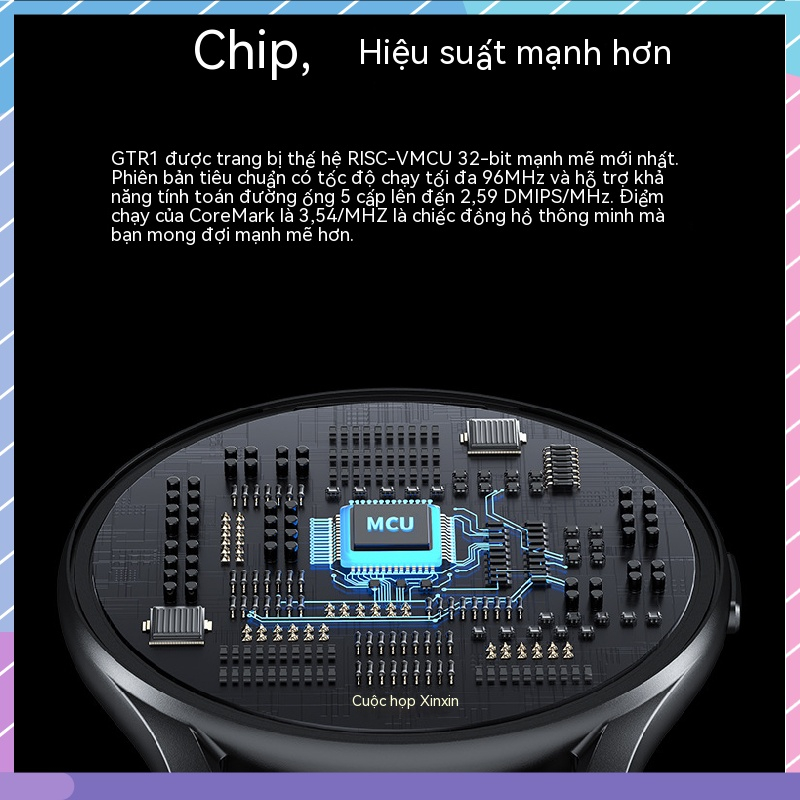 Gtr1 Đồng Hồ Thông Minh Màn Hình Tròn Hiển Thị Nhiệt Độ / Đo Nhịp Tim Cho xiaomi oppo vivo huawei samsung