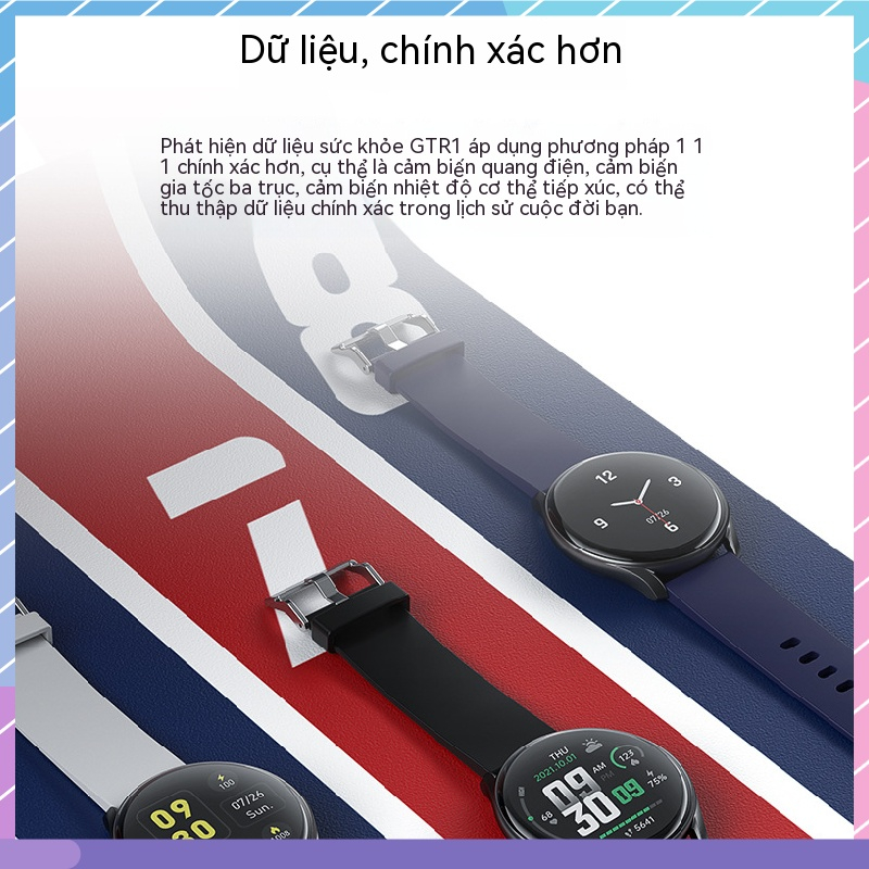 Gtr1 Đồng Hồ Thông Minh Màn Hình Tròn Hiển Thị Nhiệt Độ / Đo Nhịp Tim Cho xiaomi oppo vivo huawei samsung