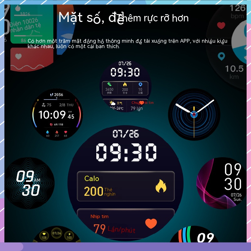 Gtr1 Đồng Hồ Thông Minh Màn Hình Tròn Hiển Thị Nhiệt Độ / Đo Nhịp Tim Cho xiaomi oppo vivo huawei samsung