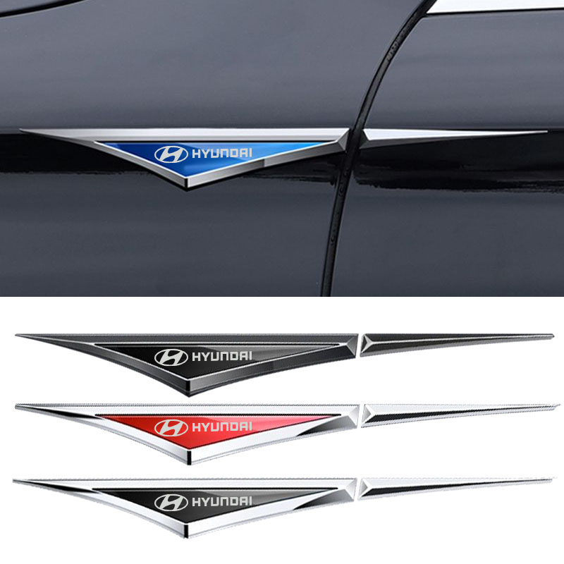 Hyundai Miếng Dán Trang Trí Bằng Thép Không Gỉ Cho Xe Hơi i10 kona getz elantra tucson i30 santafe creta ix35 i20 i40 h1 matrix