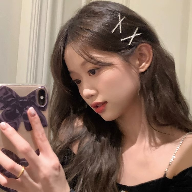 Kẹp Tóc Hình Chữ Thập Đính Đá Dễ Thương Phong Cách Hàn Quốc Cho Nữ