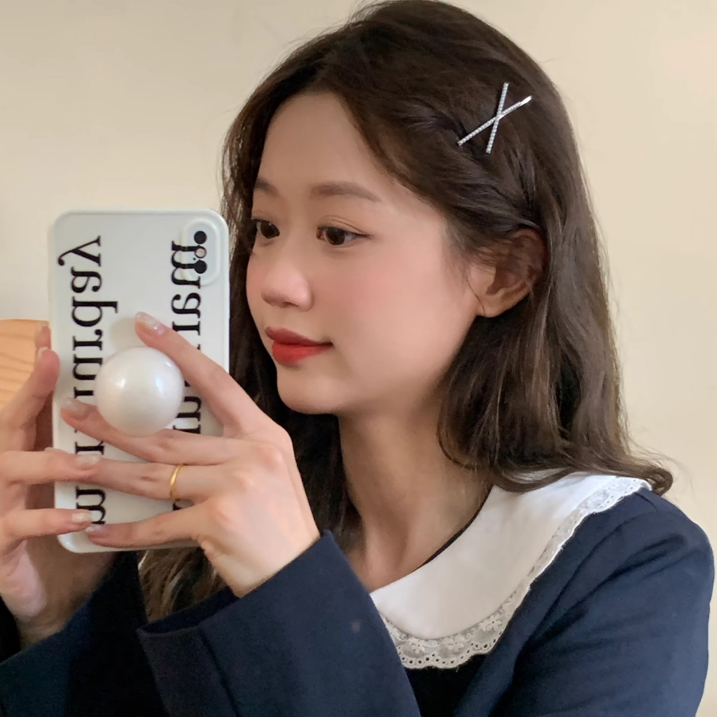 Kẹp Tóc Hình Chữ Thập Đính Đá Dễ Thương Phong Cách Hàn Quốc Cho Nữ