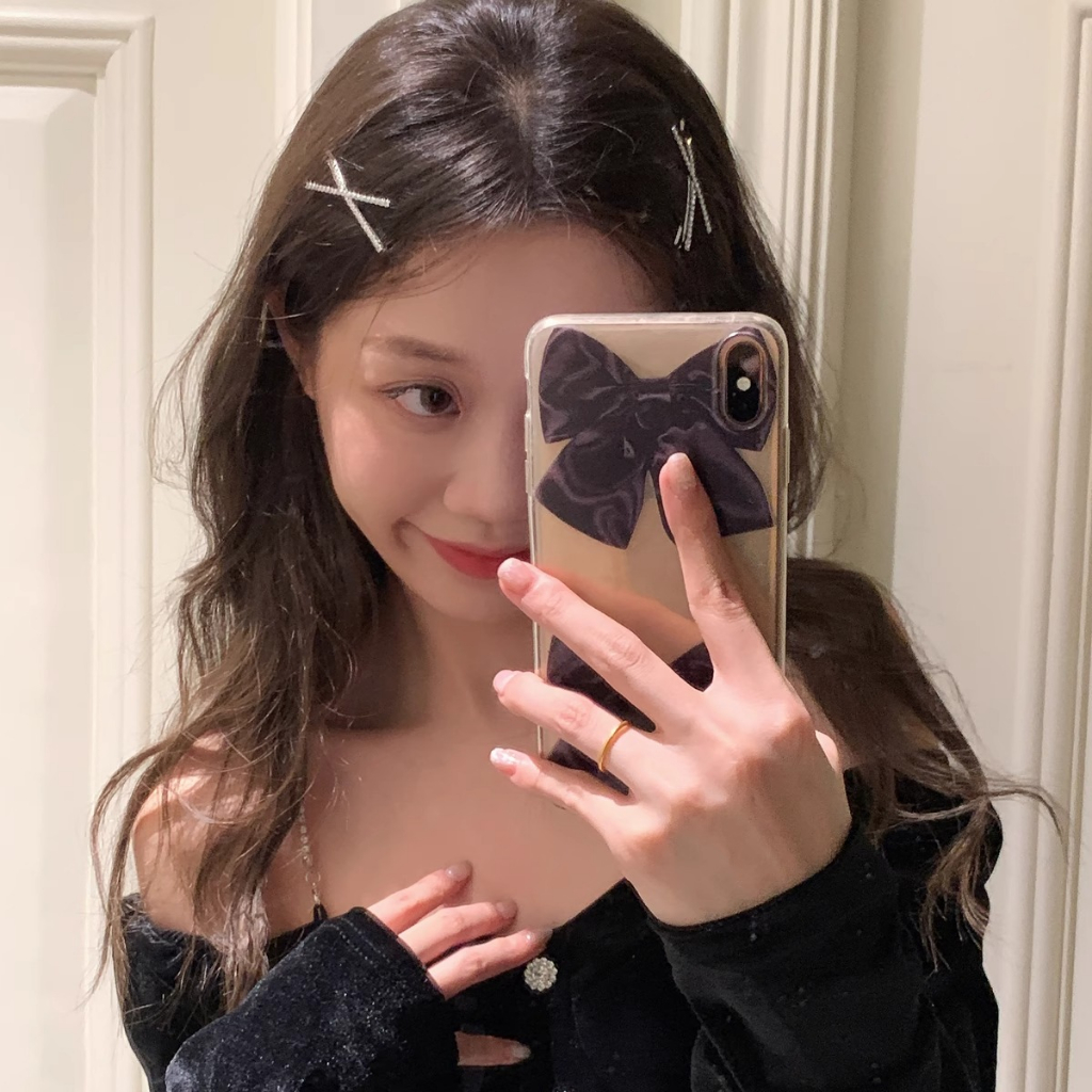 Kẹp Tóc Hình Chữ Thập Đính Đá Dễ Thương Phong Cách Hàn Quốc Cho Nữ