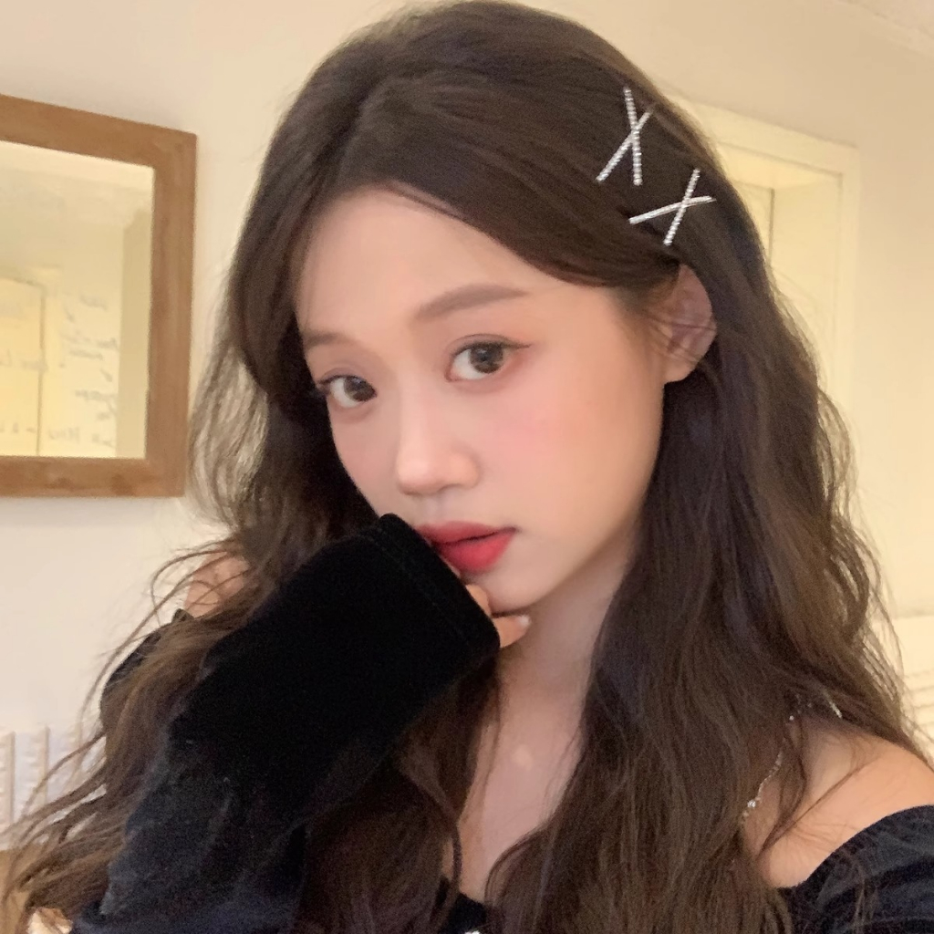 Kẹp Tóc Hình Chữ Thập Đính Đá Dễ Thương Phong Cách Hàn Quốc Cho Nữ