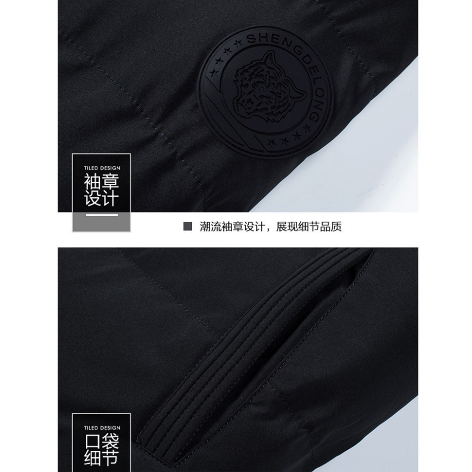 Hanlu Áo Khoác Phao cotton Dày Dặn Cổ Đứng Đơn Giản Chất Lượng Cao Cho Nam