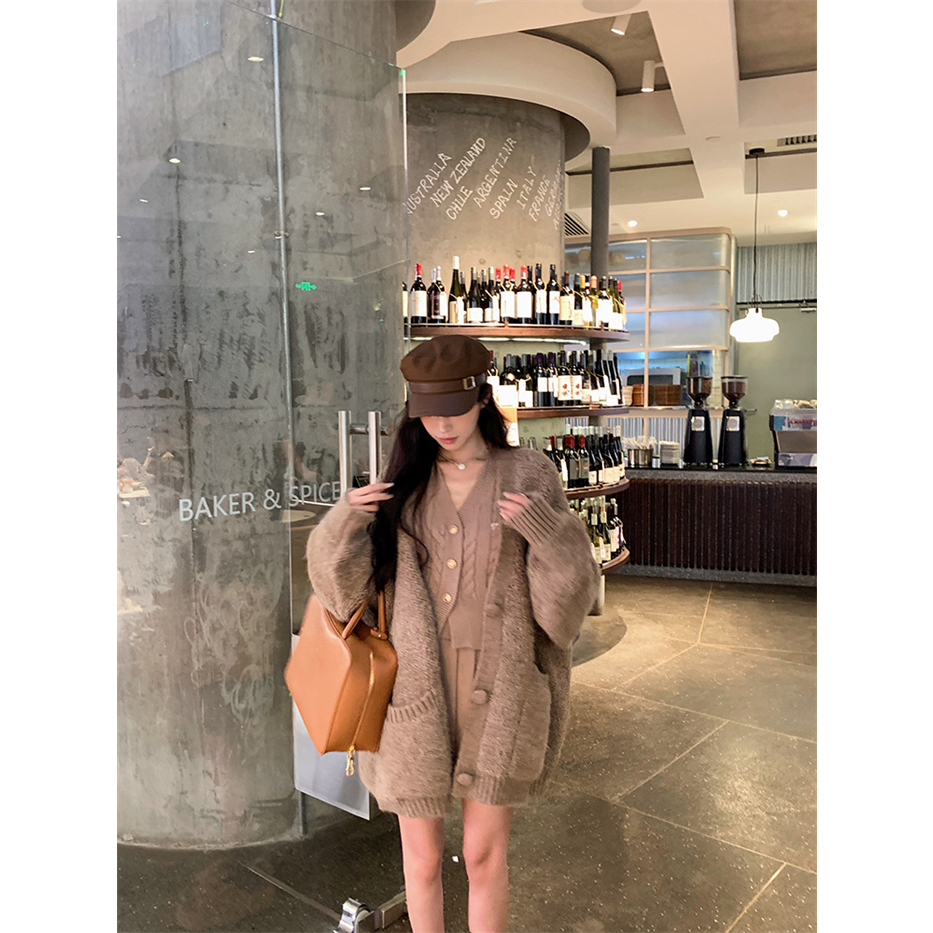 NZN Bộ áo dệt kim dài tay thời trang mùa thu dành cho nữ + Váy bô