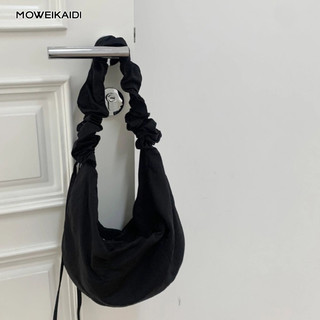  Túi đeo chéo vai MOWEIKAIDI bằng vải nylon nhỏ xếp ly tươi mới đơn giản có dây rút phong cách Hàn Quốc cho nữ 