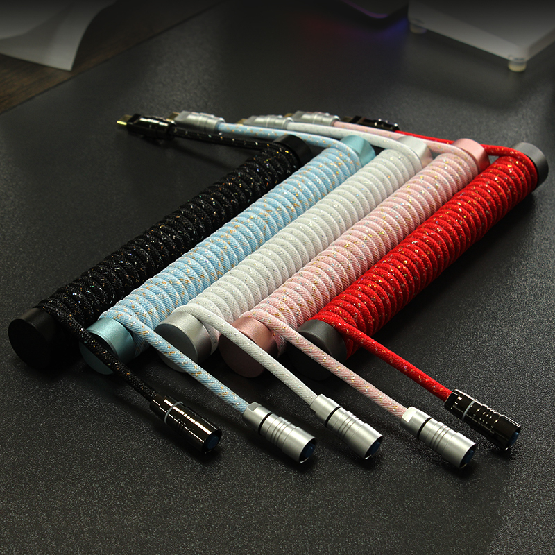 -LW- Bàn phím cơ khí tùy chỉnh Loại C Dây kết nối Dây vá trên không Dây bện Sequin