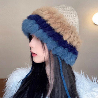 Mũ Len Lông Thỏ Giữ Ấm Tai Chống Lạnh Thời Trang Thu Đông Cho Nữ