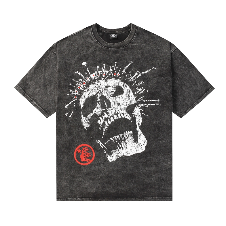 Áo Thun Tay Ngắn In Hình Bộ Xương Đầu Lâu hellstar hell star wash Cá Tính Phong Cách Đường Phố Mới unisex