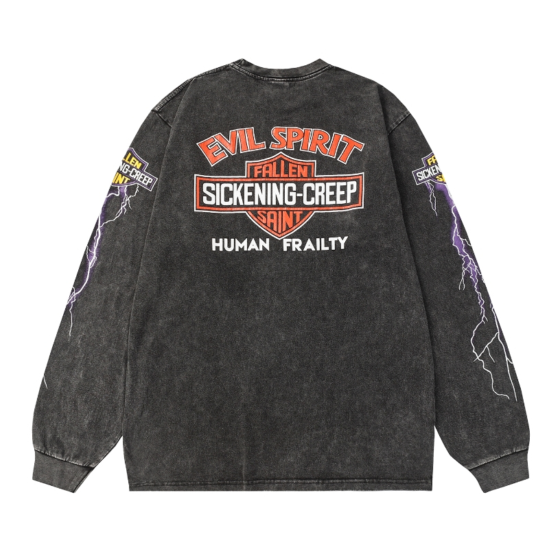 Áo Thun unisex Tay Dài In Hình hellstar hell star wash Phong Cách Đường Phố Mới