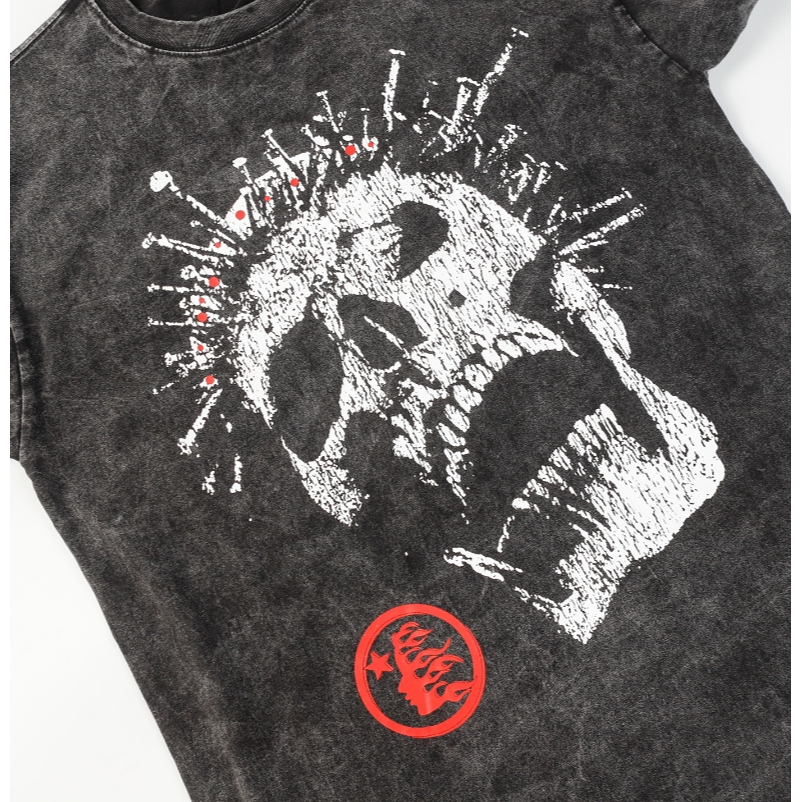 Áo Thun Tay Ngắn In Hình Bộ Xương Đầu Lâu hellstar hell star wash Cá Tính Phong Cách Đường Phố Mới unisex