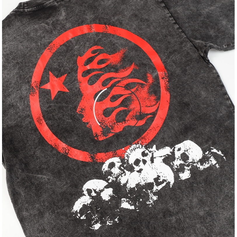 Áo Thun Tay Ngắn In Hình Bộ Xương Đầu Lâu hellstar hell star wash Cá Tính Phong Cách Đường Phố Mới unisex