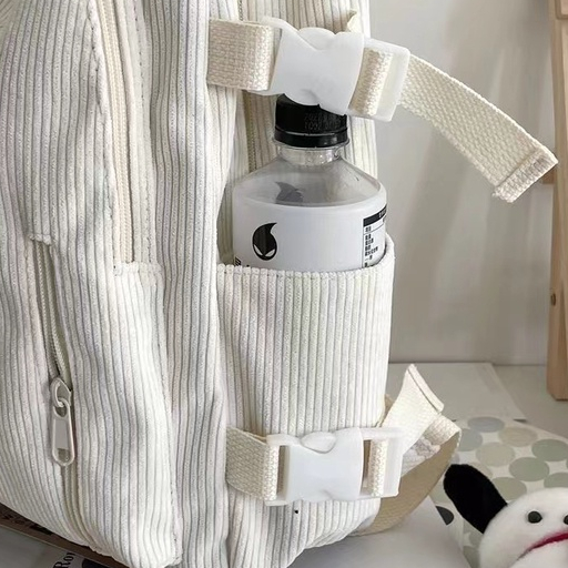 Ba Lô Đi Học Vải Nhung Kẻ Màu Trơn Dễ Thương Phong Cách Nhật Hàn Cho Nữ