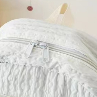 Ba Lô Đi Học Vải Nhung Kẻ Màu Trơn Dễ Thương Phong Cách Nhật Hàn Cho Nữ