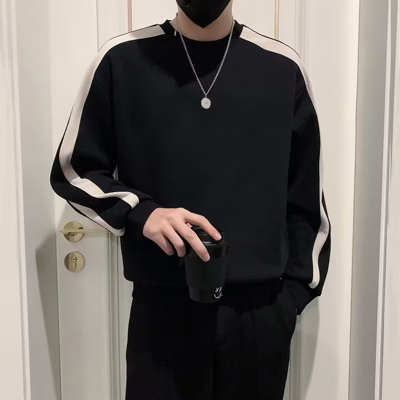 Áo Sweater Chui Đầu Cổ Tròn Màu Sắc Tương Phản Thời Trang Xuân Thu Chất Lượng Cao Cho Nam huamian