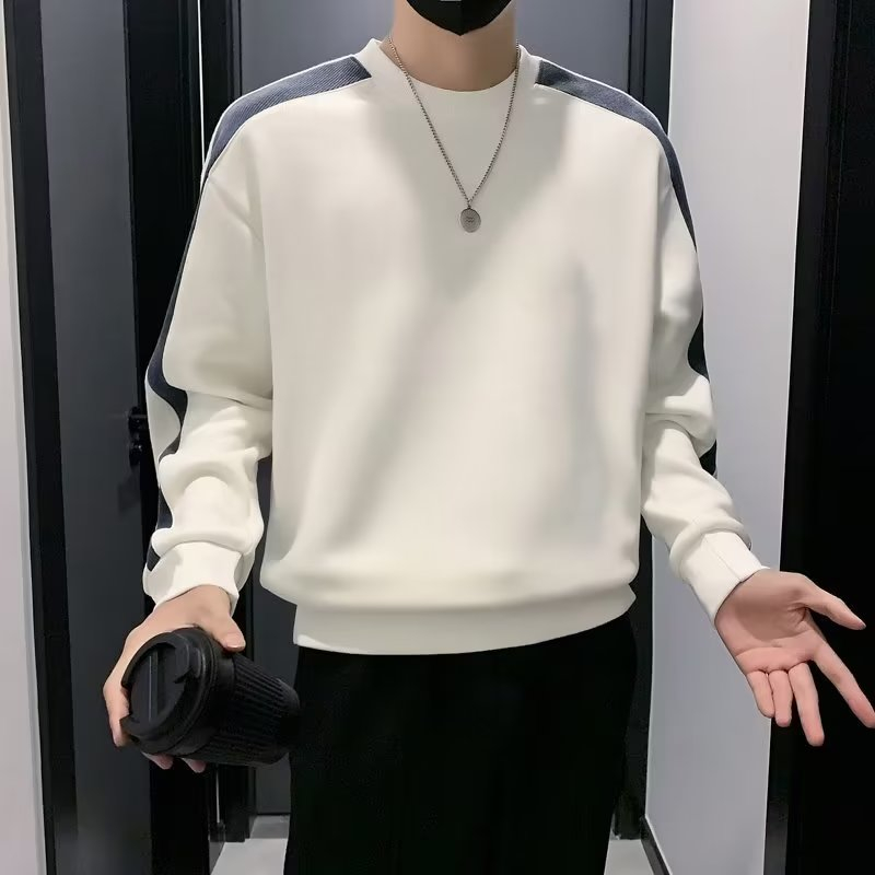 Áo Sweater Chui Đầu Cổ Tròn Màu Sắc Tương Phản Thời Trang Xuân Thu Chất Lượng Cao Cho Nam huamian