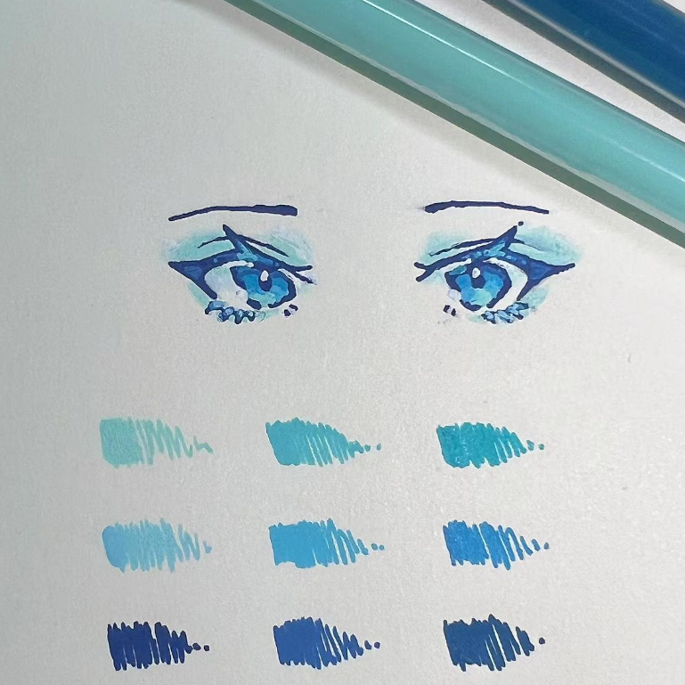 Ohaya Set 9 Bút Mực gel Nhiều Màu Sắc Loại Lớn Dòng Muối Biển Xanh Lam