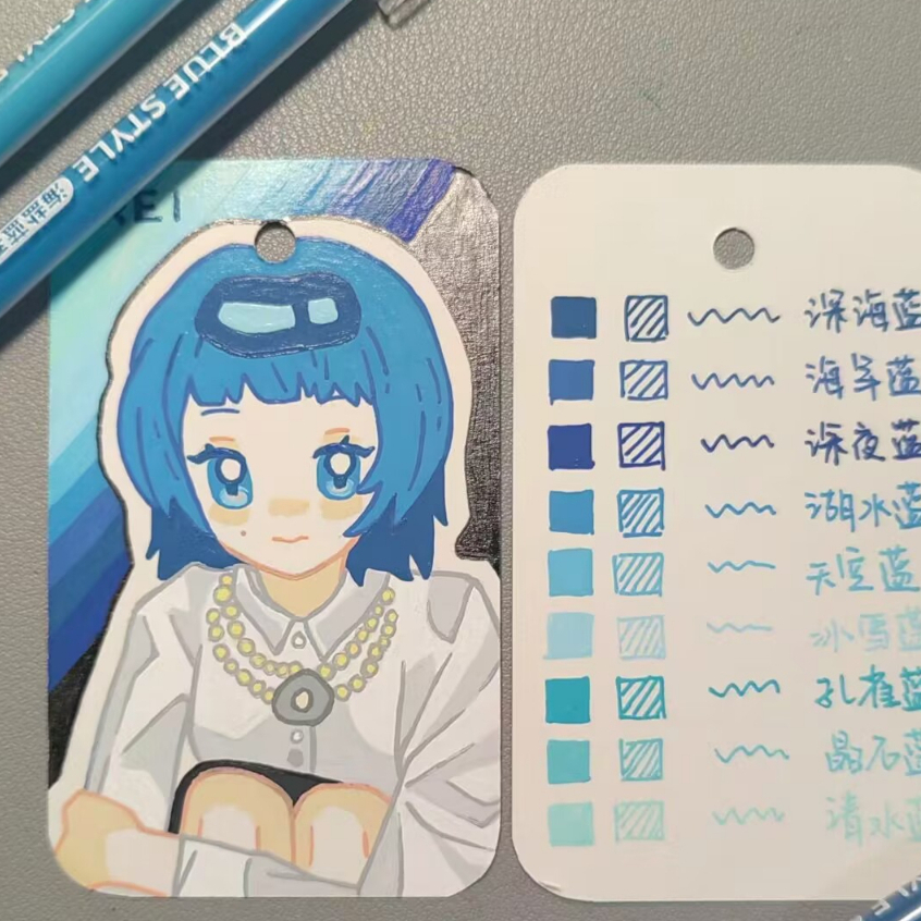 Ohaya Set 9 Bút Mực gel Nhiều Màu Sắc Loại Lớn Dòng Muối Biển Xanh Lam