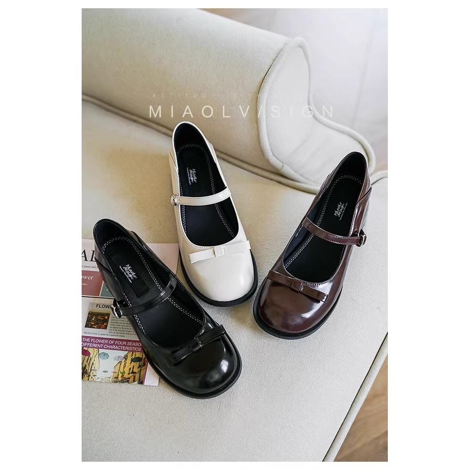 Giày mary jane Bằng Da Màu Trắng Thời Trang Mùa Hè Cho Nữ