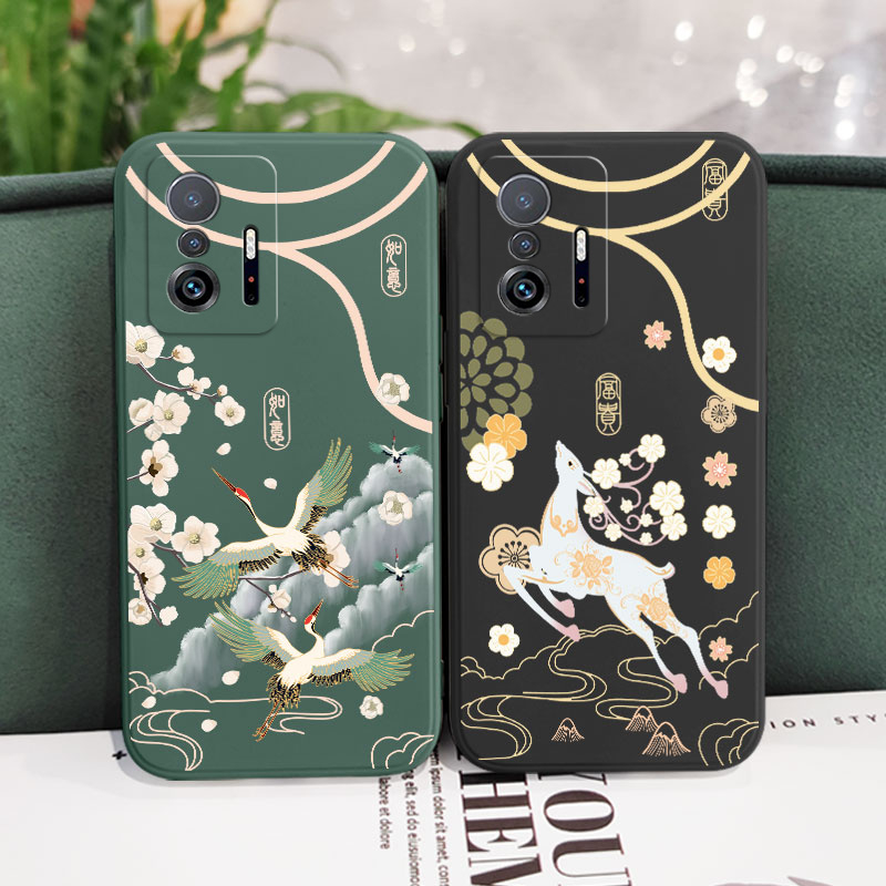 Bao Da Điện Thoại Họa Tiết Chim Hạc Cho xiaomi mi 13t 12t 11t 10t pro lite mi 9t pro 5g Ốp