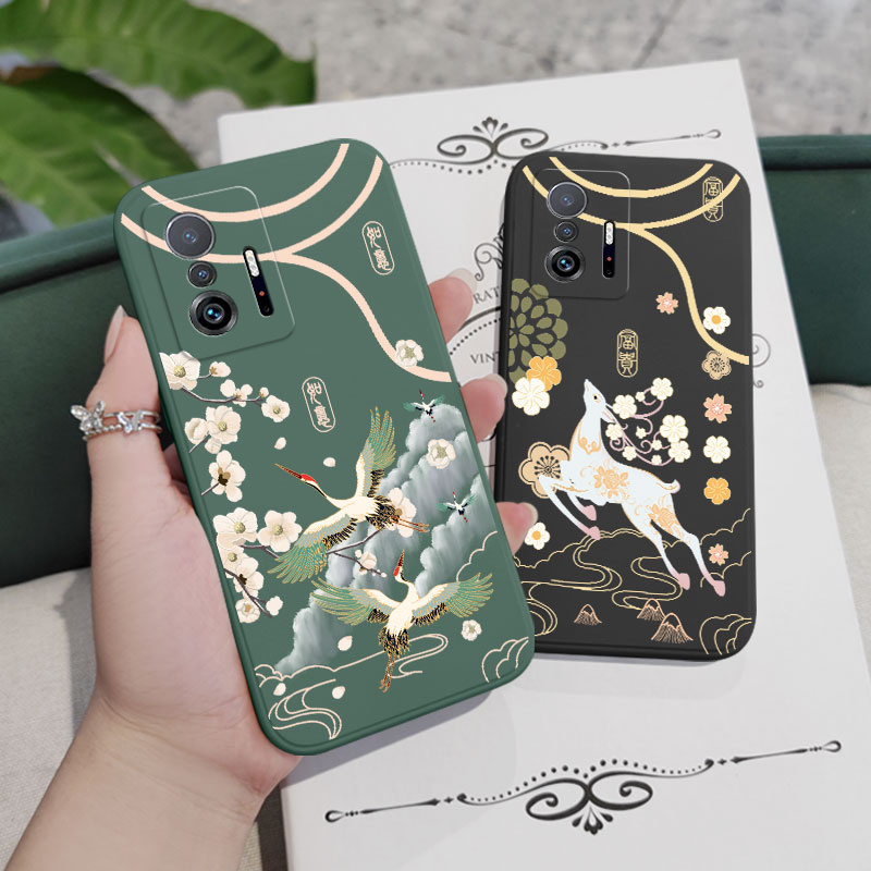 Bao Da Điện Thoại Họa Tiết Chim Hạc Cho xiaomi mi 13t 12t 11t 10t pro lite mi 9t pro 5g Ốp