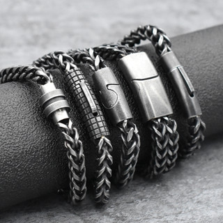 Vòng Tay Dây Xích Bằng Thép Không Gỉ Khóa Nam Châm Phong Cách punk Cổ Điển Cho Nam