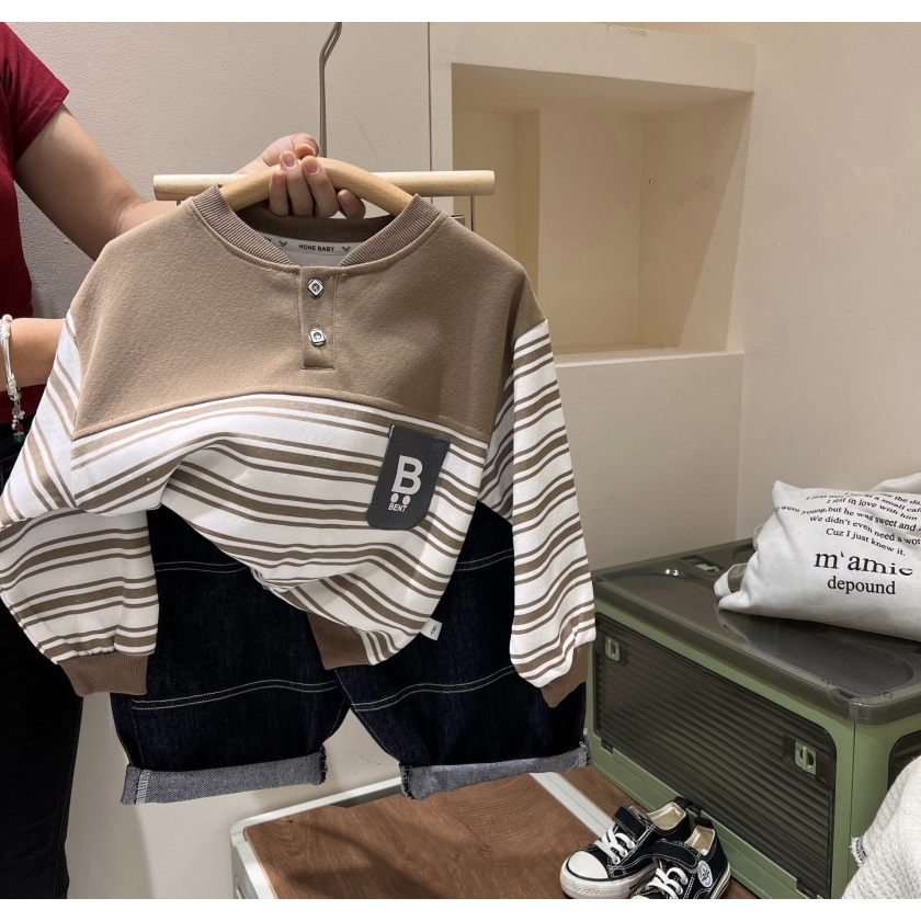 Áo sweater Tay Dài In Chữ Thời Trang Xuân Thu Cho Bé