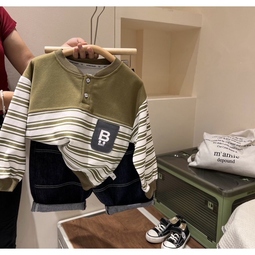 Áo sweater Tay Dài In Chữ Thời Trang Xuân Thu Cho Bé