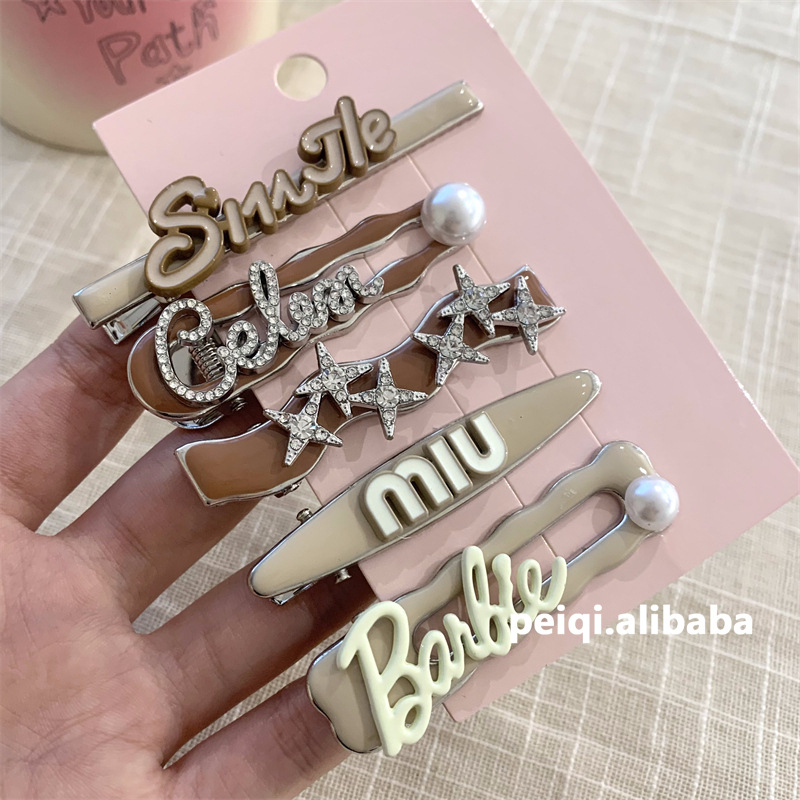 Bộ 5 / 7 Kẹp Tóc Mái Bằng Nhựa Melamine Phong Cách Búp Bê barbie Ngọt Ngào Cho Nữ