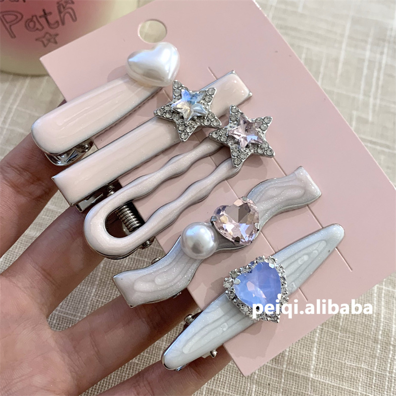 Bộ 5 / 7 Kẹp Tóc Mái Bằng Nhựa Melamine Phong Cách Búp Bê barbie Ngọt Ngào Cho Nữ