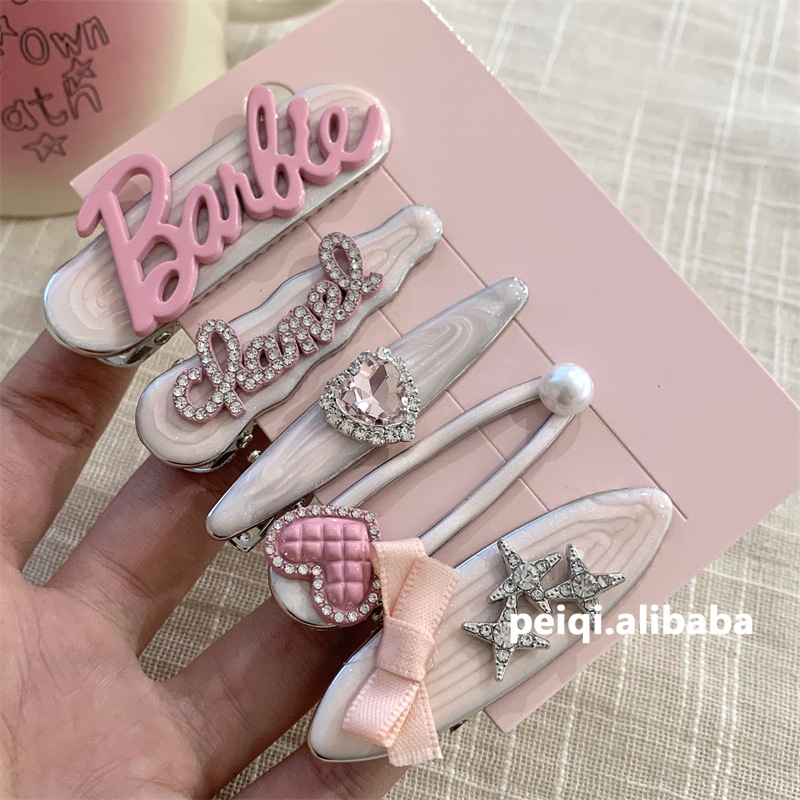 Bộ 5 / 7 Kẹp Tóc Mái Bằng Nhựa Melamine Phong Cách Búp Bê barbie Ngọt Ngào Cho Nữ