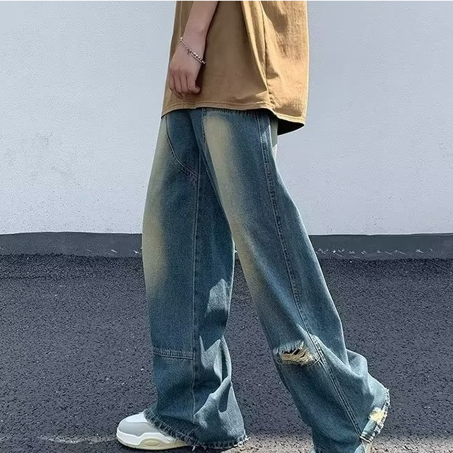 Quần Jean Ống Rộng Xẻ Tà Bên Hông Thời Trang Mùa Hè Mới 2023