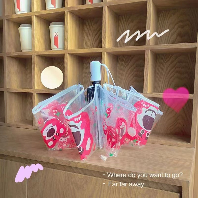 Dù Gấp Tay Cầm Dài Trong Suốt Họa Tiết Hoạt Hình Chó Pacha Hellojimmy Dễ Thương