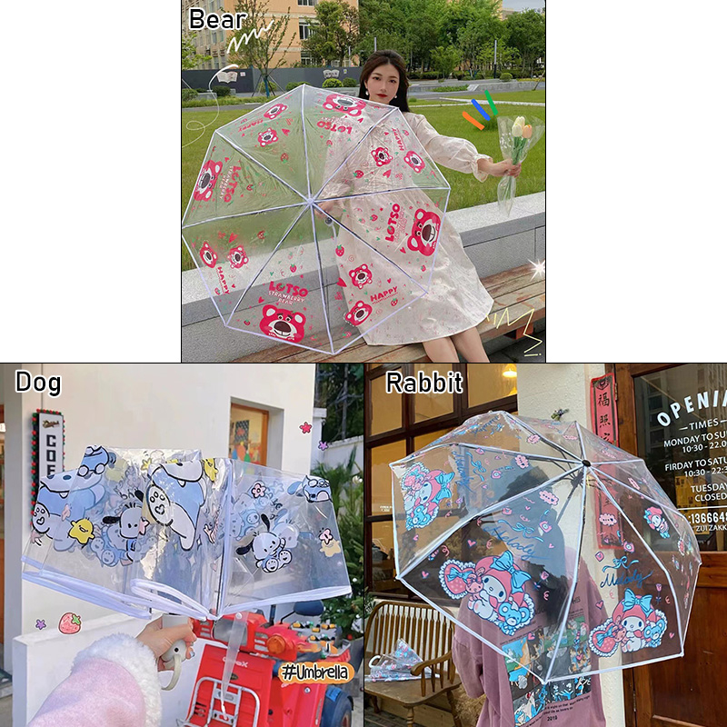 Dù Gấp Tay Cầm Dài Trong Suốt Họa Tiết Hoạt Hình Chó Pacha Hellojimmy Dễ Thương