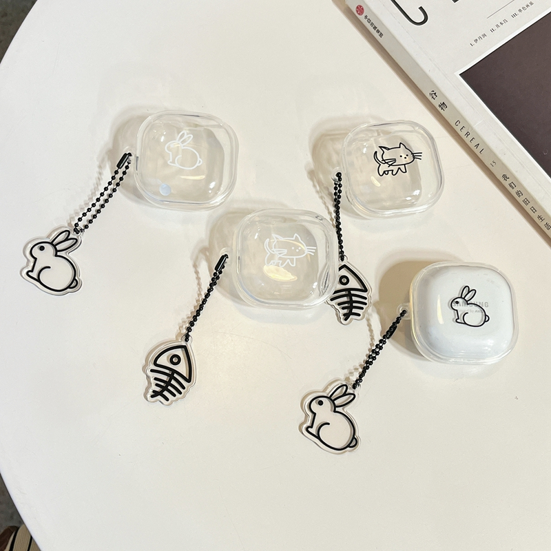 Vỏ Bảo Vệ Hộp Sạc Tai Nghe samsung galaxy Buds 2 / Buds Live / Buds FE / Buds2 Pro / Buds Pro Hình Thỏ Mèo Dễ Thương Kèm Dây Đeo Tiện Dụng