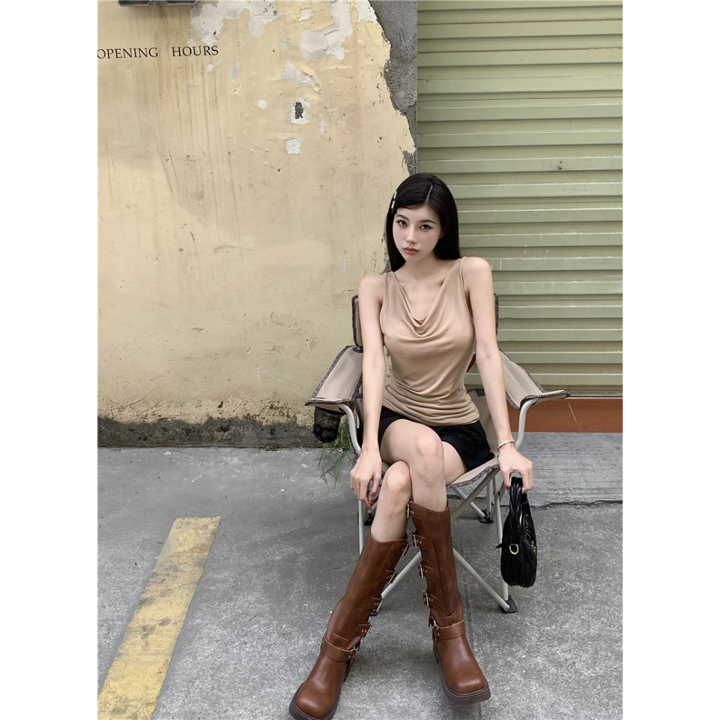 Áo Hai Dây Màu Đen Phong Cách Mỹ Thời Trang Mùa Hè Cho Nữ