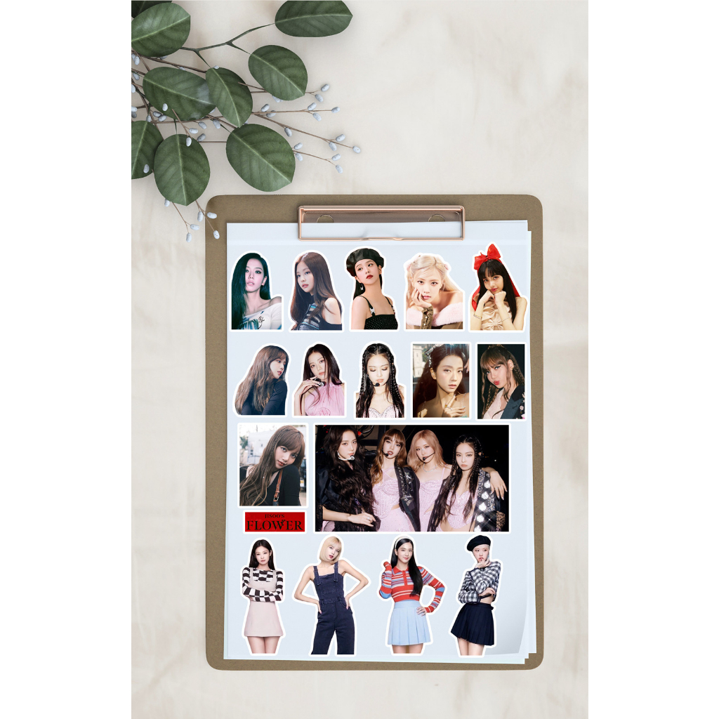 Set 100 nhãn dán Blackpink THE ALBUM Lisa Jennie Jisoo Rose trang trí laptop/điện thoại/vali