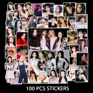 Set 100 nhãn dán Blackpink THE ALBUM Lisa Jennie Jisoo Rose trang trí laptop/điện thoại/vali