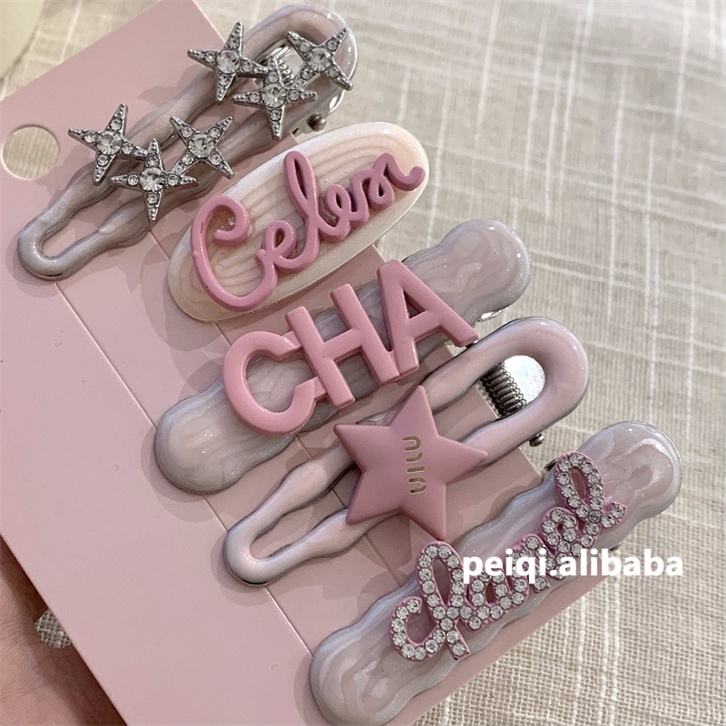 Bộ 5 / 7 Kẹp Tóc Mái Bằng Nhựa Melamine Phong Cách Búp Bê barbie Ngọt Ngào Cho Nữ