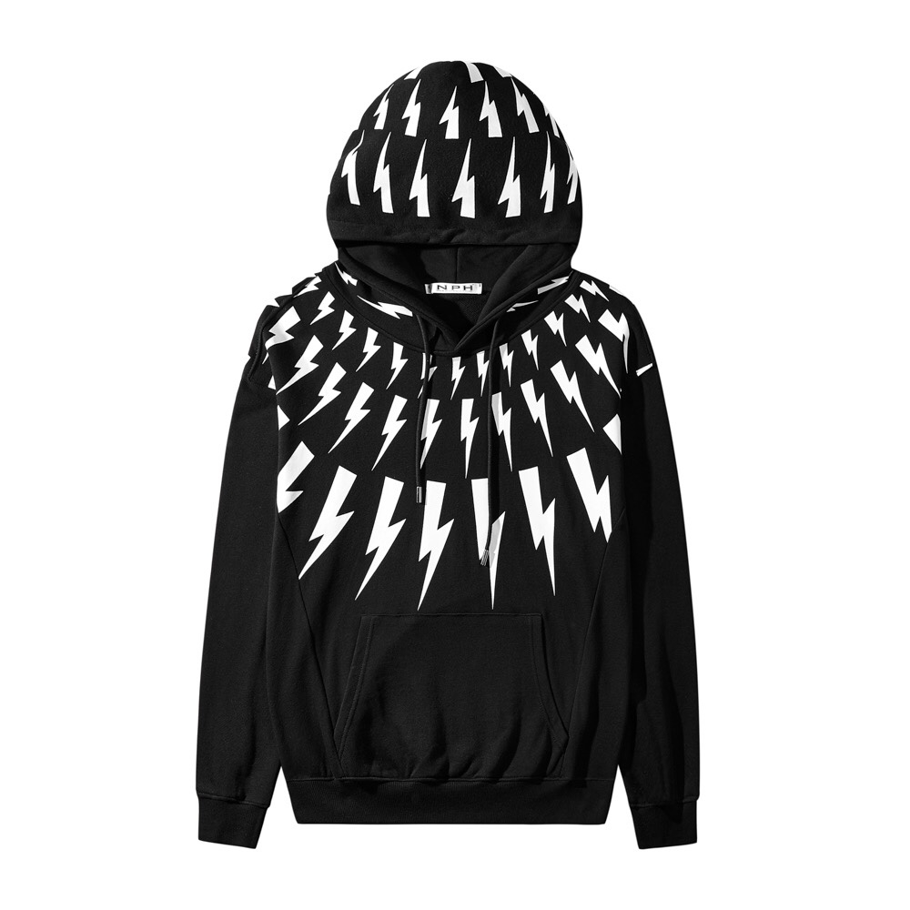 Áo nỉ thường ngày có mũ trùm đầu Áo Hoodie in hình cổ điển Áo thun Lightning dài tay in hình nam nữ Phong cách tương phản Hợp thời trang Phong cách cặp đôi Áo nỉ dài tay phong cách thể thao