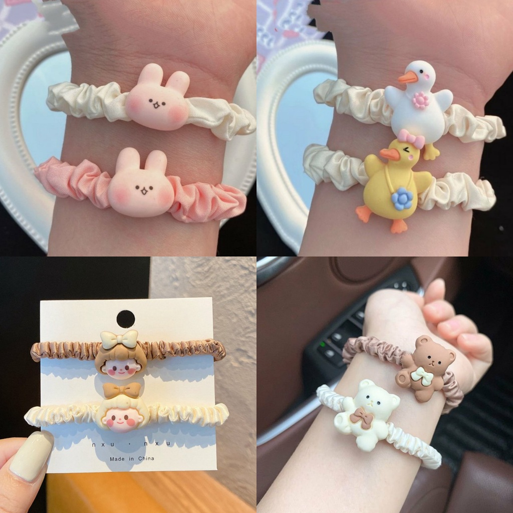 Miumiua🔮Scrunchies Dây Cột Tóc Cao Su Co Giãn Hình Thỏ Dễ Thương Cho Nữ 2023
