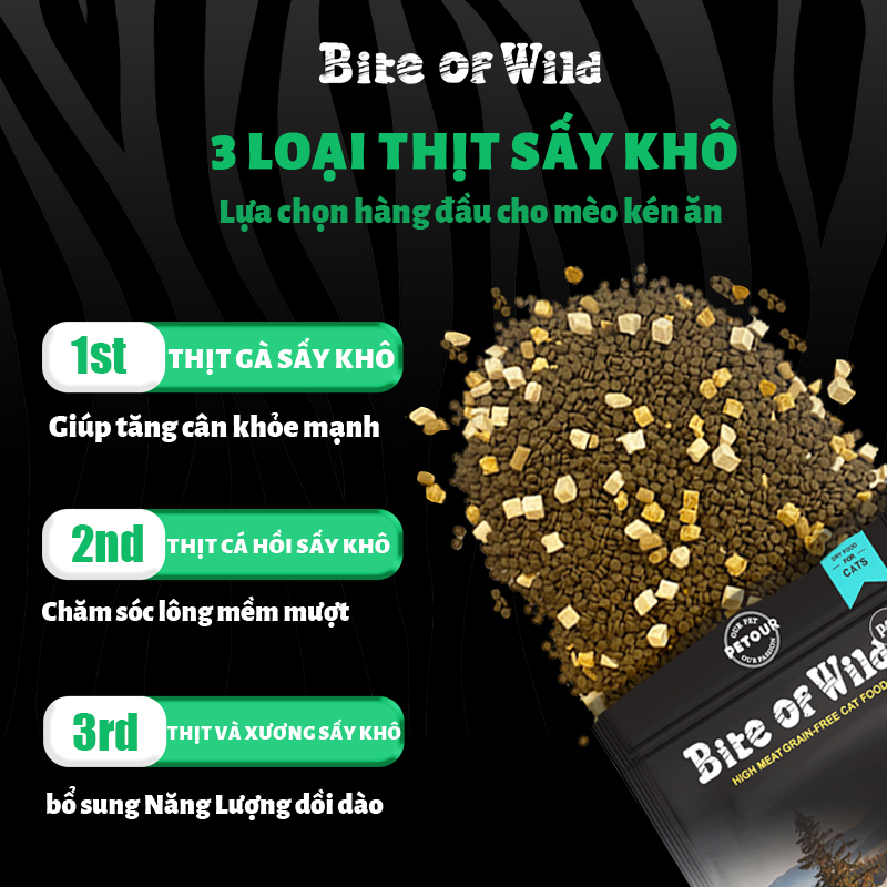 【Dùng thử miễn phí】 Bite of wild 1kg thức ăn cho mèo súp thưởng con cám mèo đồ ăn cho mèo hạt 5kg  cho mèo thức ăn/không có lúa gạo/42% Có nhiều protein/mèo trưởng thành/mèo con