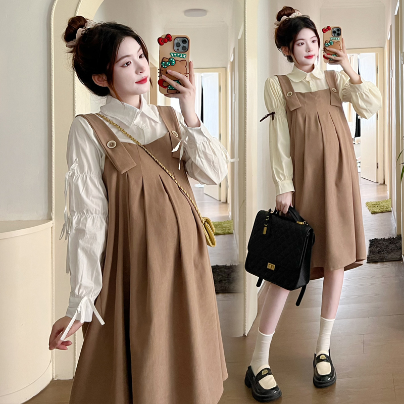 Bộ Đầm Giả Hai Mảnh Dáng Ôm Thời Trang Mùa Thu 2023 Kích Thước Lớn Cho Bà Bầu