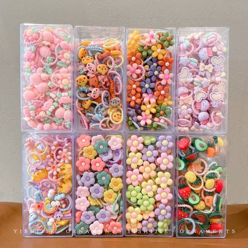 Bộ 30 Dây Buộc Tóc Cao Su Họa Tiết Hoạt Hình Phong Cách Hàn Quốc Dễ Thương Cho Bé Gái