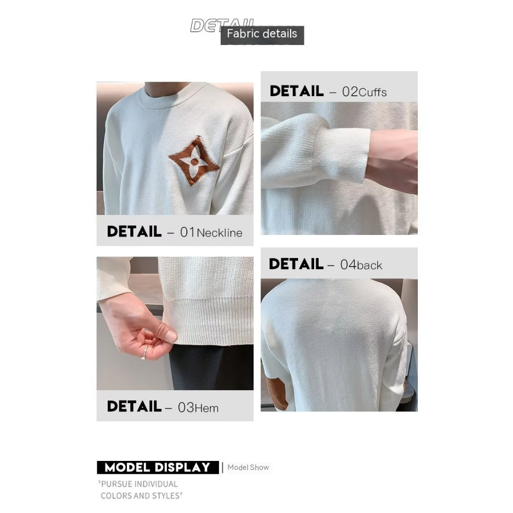 Áo sweater Cổ Tròn Dáng Ôm Phối Màu Tương Phản Cá Tính Thời Trang Cho Nam