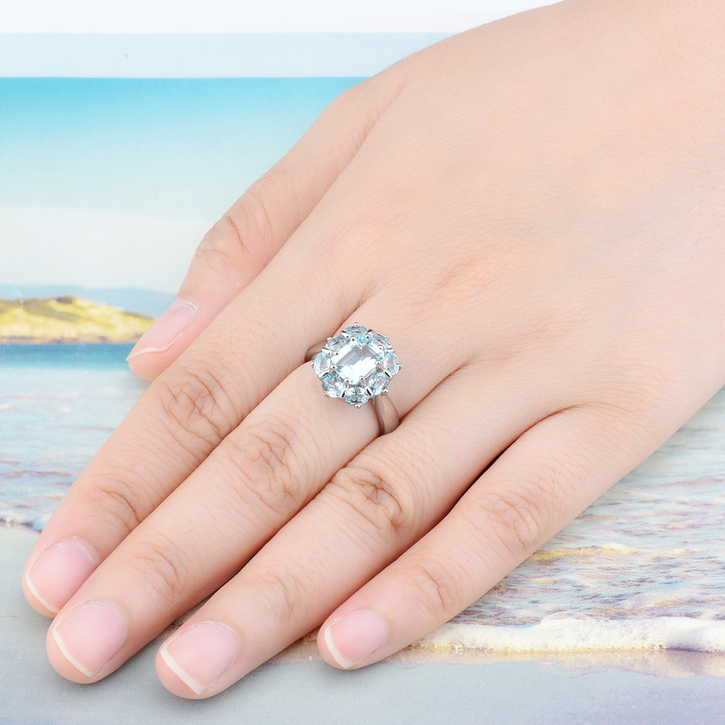 Lohaspie Nhẫn Bạc 925 Đính Đá Quý Xanh Lam Nhạt 3.7 Chính Hãng Cho Nữ