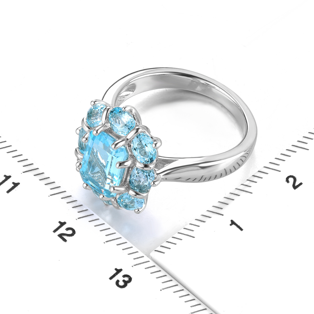 Lohaspie Nhẫn Bạc 925 Đính Đá Quý Xanh Lam Nhạt 3.7 Chính Hãng Cho Nữ