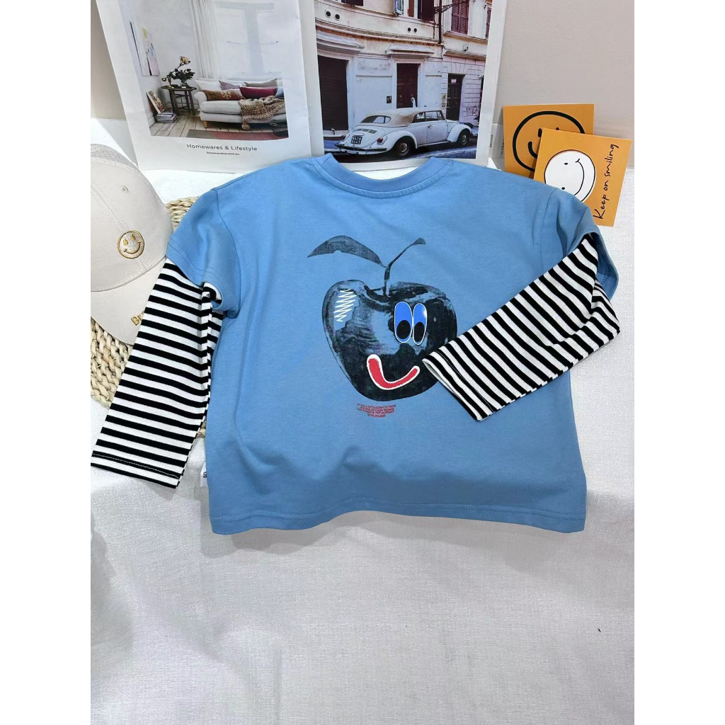 Áo Sơ Mi Tay Dài Dáng Rộng Họa Tiết Kẻ Sọc Đơn Giản Thời Trang Cho Bé Trai